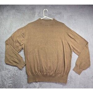 Vintage Norm Thompson Sweater Men's XL Textured Knit Silk Blend Brown Turtleneck